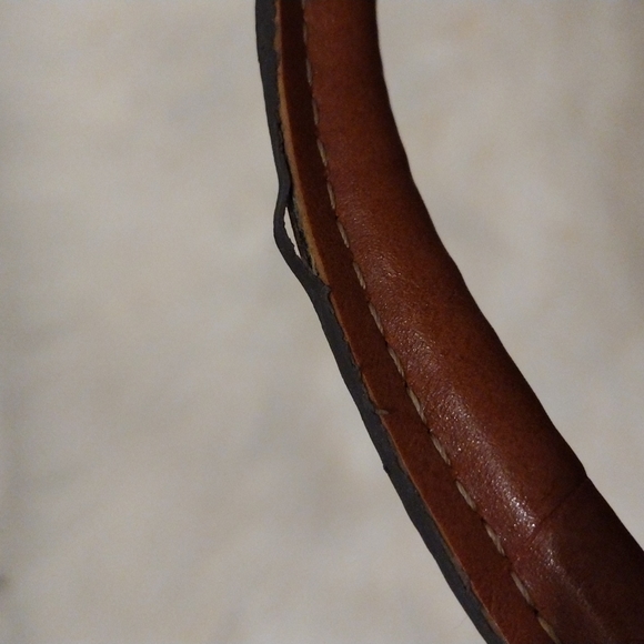 EMILIE M. BROWN FAUX LEATHER ZIPPERED and CLOTH HANDBAG - Picture 8 of 9